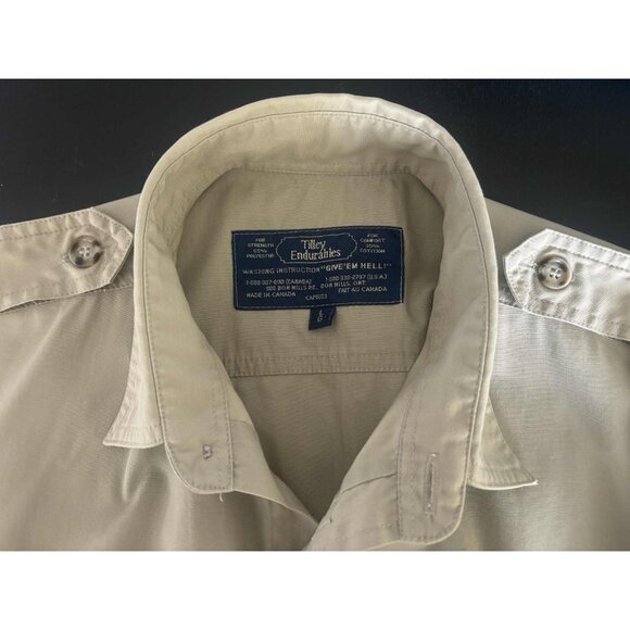 TILLEY ENDURABLES Mens Short Sleeve Shirt Size Large Safari Shirt Utility Khaki - Picture 3 of 7